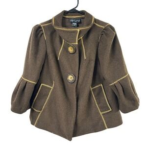 Brown Victorian Wool Blend Puff Sleeve Jacket M Dark Academia Romantic Twee
